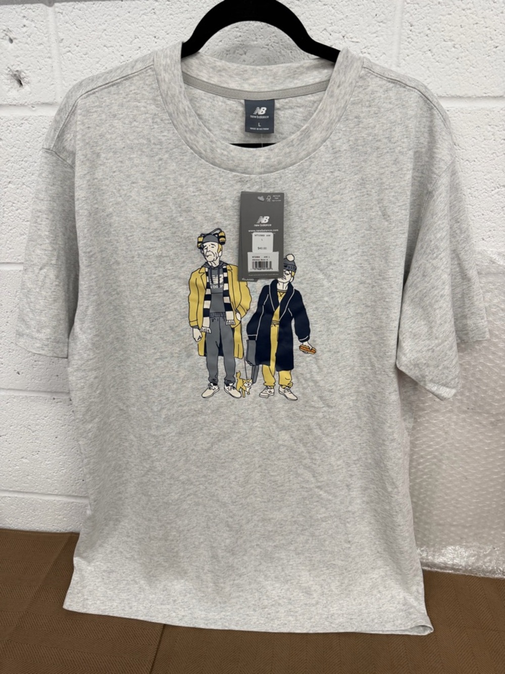 New Balance Men’s Heather Gray Graphic Tee with Yellow & Navy Illustration